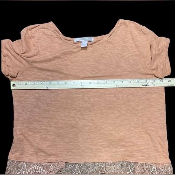Forever 21 Eyelash Lace Short Sleeve Light Orange/Peach Top Women’s Size Medium - Picture 12 of 14